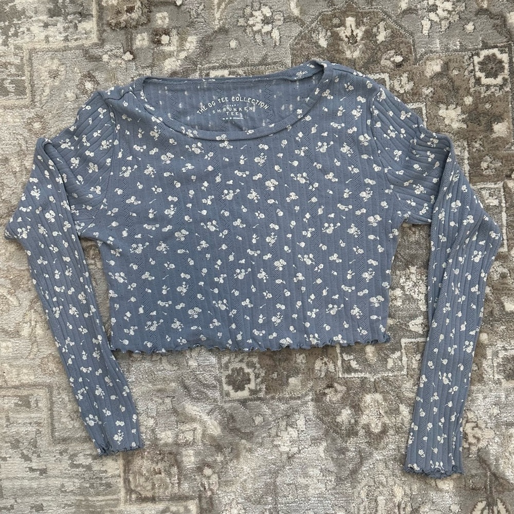 Aeropostale Blue Cropped Fitted Top